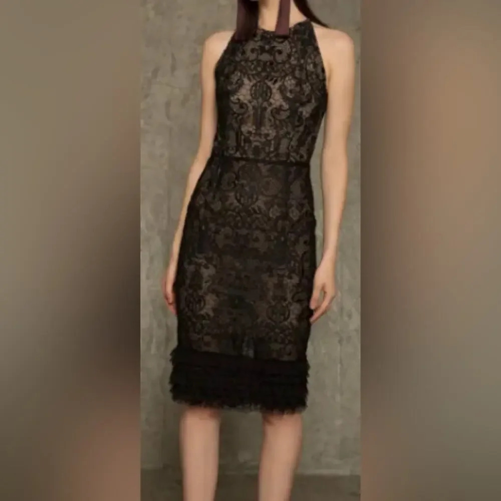 Bronx & Banco Donatella Noir Lace Midi Dress Black Size Extra Small